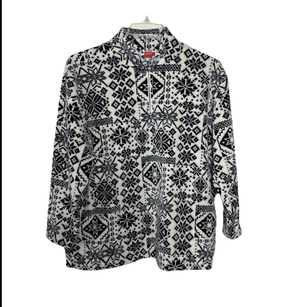 Liz Claiborne Vtg Size XL 1/4 Zip Long Sleeve Women’s Pullover Fleece Pockets